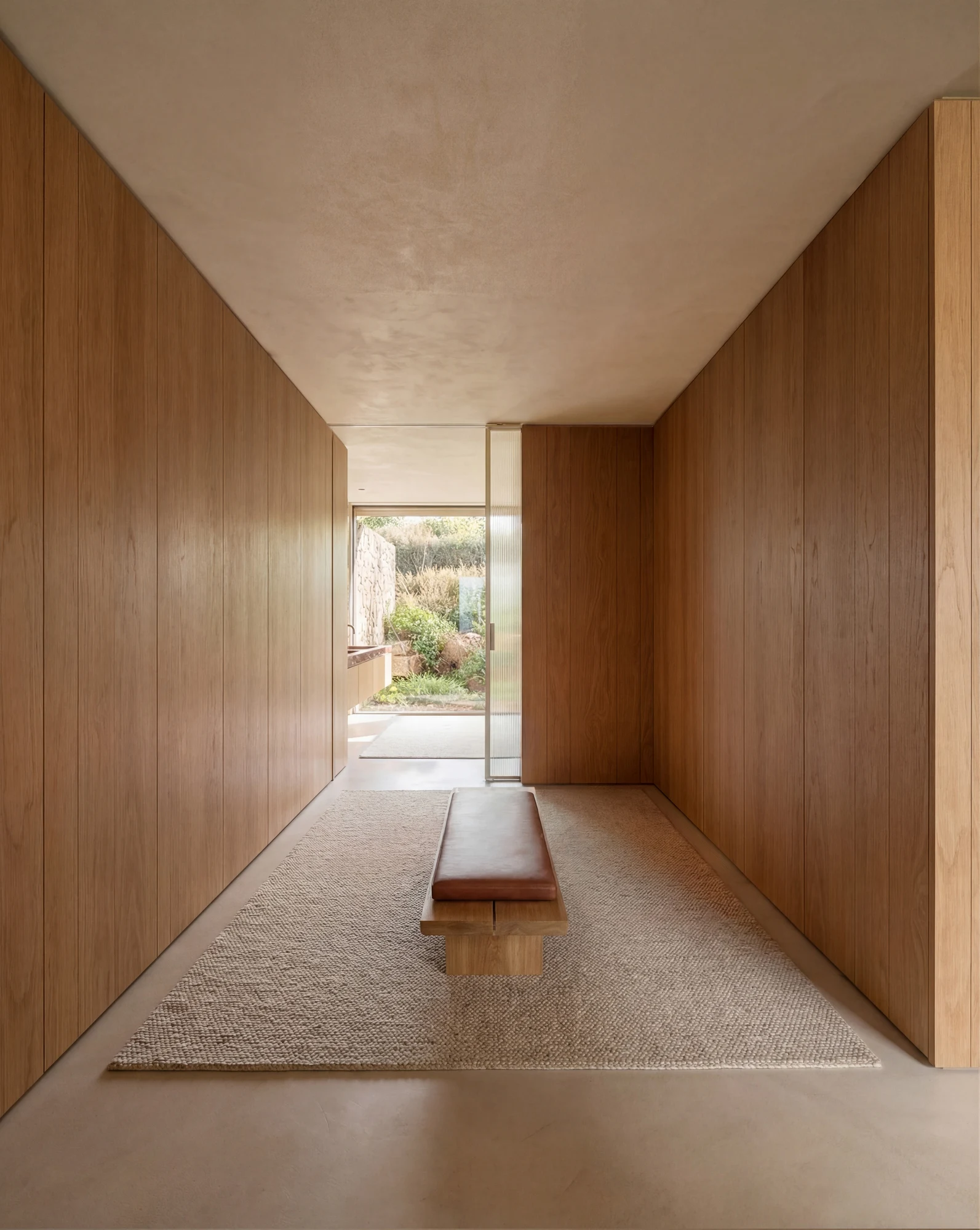 Corredor em madeira da Avessadas House